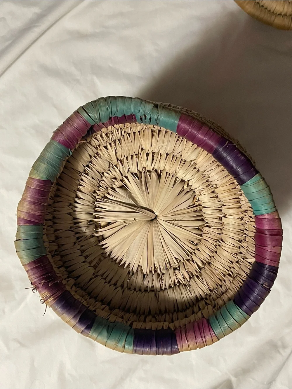Handwoven Coiled Raffia 14” Lidded Snake Charmer Basket